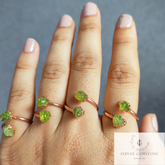 Raw Peridot Ring, Dainty Ring, Natural Peridot Jewelry, Handmade Stone Ring, Healing Crystal Jewelry, august birthstone ring, Gift For Her